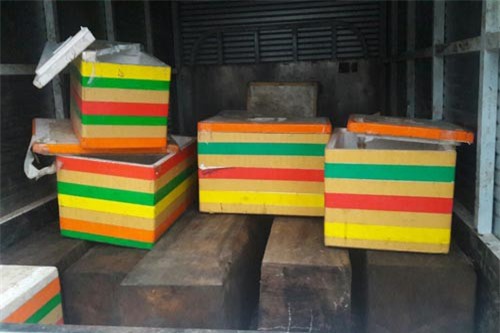 Xe tải ngụy trang gỗ không rõ nguồn gốc bằng thùng xốp