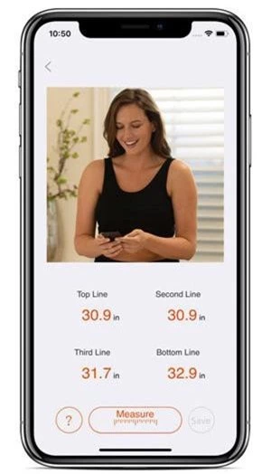 Ứng dụng đo kích cỡ ngực của Soma Innofit trên Iphone.