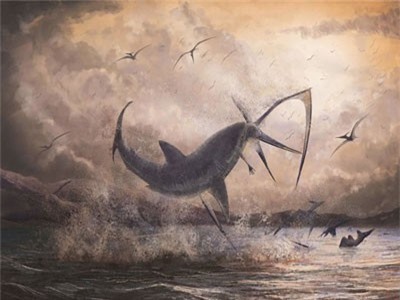 Bằng chứng cá mập cổ đại phi thân ngoạm cổ thằn lằn bay