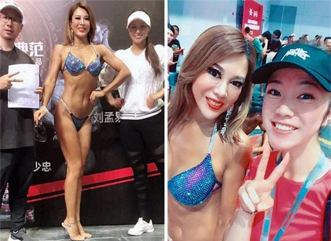 Người phụ nữ 47 tuổi xếp thứ 5 trong một cuộc thi thể hình tổ chức ở Thượng Hải hồi đầu tháng 8. Ảnh: NVCC.