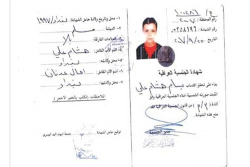 Chứng minh thư có ghi thông tin cá nhân của Bassam Al Rawi được chính quyền Iraq cấp vào năm 2007  