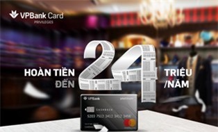VPBank ra mắt thẻ tín dụng hoàn tiền với mọi chi tiêu qua thẻ