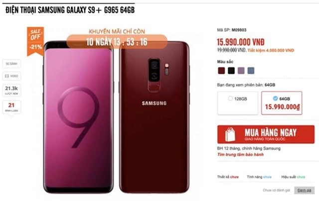 Galaxy S9+ giảm sốc đến 4 triệu đồng trước ngày ra mắt S10 - 1