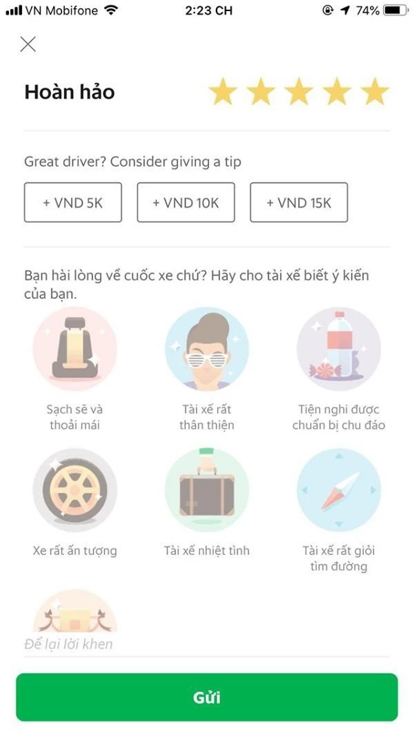 trong thời gian tới, tính năng “tip” sẽ lần lượt được triển khai cho tất cả khách hàng tại Việt Nam và áp dụng cho cả dịch vụ GrabExpress, GrabFood