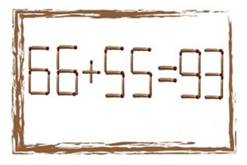 Làm sao để biến phép tính 66 + 55 = 93 dưới đây thành đúng?