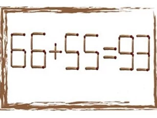 Làm sao để biến phép tính 66 + 55 = 93 dưới đây thành đúng?