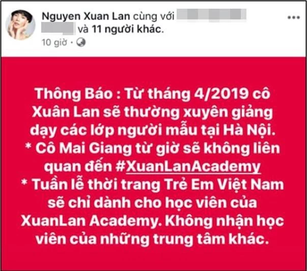 Xuân Lan tiết lộ Mai Giang không còn giảng dạy ở học viện của cô.