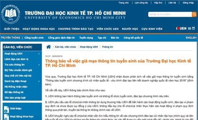 trường đh kinh tế cảnh báo về việc giả mạo thông tin tuyển sinh của trường.jpg