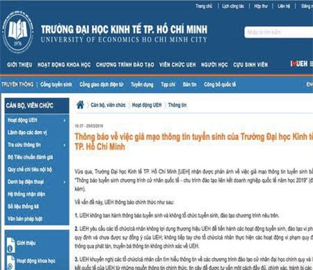 Thêm trường ĐH cảnh báo giả mạo thông tin tuyển sinh để chiếm đoạt học phí