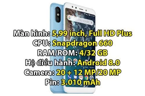 Xiaomi Mi A2 phiên bản ROM 32 GB (4,99 triệu đồng).