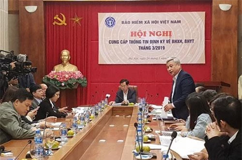 Hội nghị cung cấp thông tin tháng 3-2019 của Bảo hiểm xã hội Việt Nam. Ảnh: Hà nội mới.