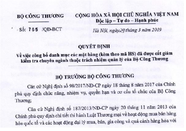 Công bố danh mục các mặt hàng đã được cắt giảm kiểm tra chuyên ngành