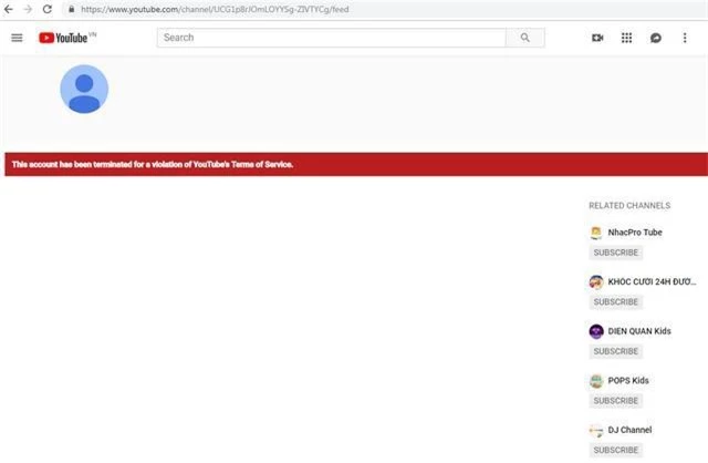 Người xem không còn thấy nội dung trên kênh YouTube của Khá Bảnh. Ảnh chụp màn hình Người xem không còn thấy nội dung trên kênh YouTube của Khá Bảnh. Ảnh chụp màn hình