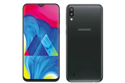 Samsung Galaxy M10 sử dụng vỏ nhựa ngôi khối. Máy có kích thước 155,6x75,6x7,7 mm, cân nặng 163 g. Galaxy M10 không có cảm biến vân tay nhưng máy có tính năng mở khóa màn hình bằng công nghệ nhận điện khuôn mặt.