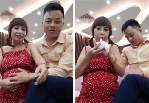 Cô dâu 62 tuổi liên tục livestream khoe bụng bầu.