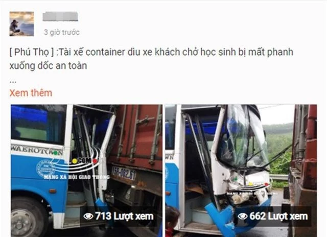 Thực hư chuyện xe container dìu xe chở học sinh bị mất phanh xuống dốc an toàn - 1