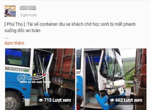 Phú Thọ: Thực hư chuyện xe container "dìu" xe chở học sinh bị mất phanh xuống dốc an toàn