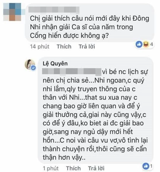 Lệ Quyên lên tiếng giải thích khi bị nghi đá xéo Đông Nhi vì giải Cống hiến 2019 - Ảnh 2.