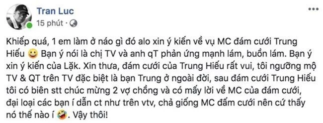 Đạo diễn Trần Lực lên tiếng về việc chê Thảo Vân - Thành Trung giả dối, thớ lợ: Tôi rất đau lòng, chuyện bằng mắt muỗi - Ảnh 1.