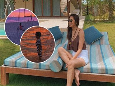 Tăng Thanh Hà phá lệ, liên tục khoe ảnh 2 con nhỏ khi đi du lịch