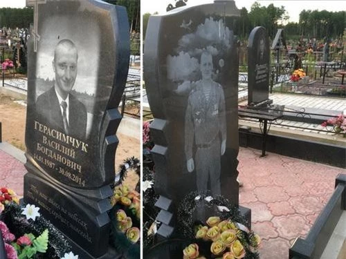 Ngôi mộ của người lính dù có tên Vasily Gerasimchuk chết trận ngày 30/8/2014