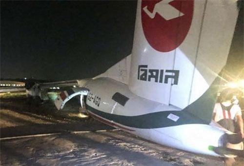 Máy bay chở khách trượt khỏi đường băng, vỡ làm 3 ở Myanmar