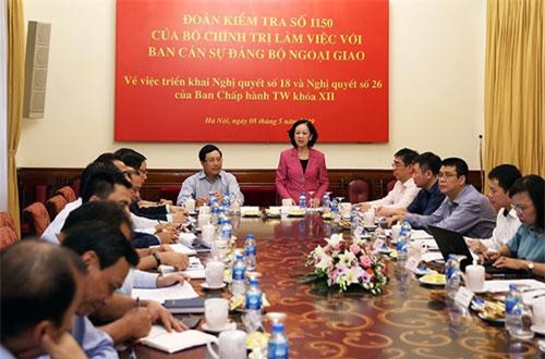 Bộ Chính trị kiểm tra công tác cán bộ tại Bộ Ngoại giao