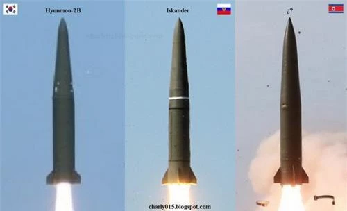 Tên lửa đạn đạo chiến thuật Hyunmoo 2B của Hàn Quốc, Iskander của Nga và loại chưa rõ định danh của Hàn Quốc