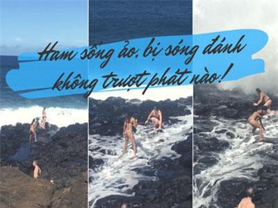 Ham chụp hình “sống ảo”, hai nữ du khách Mỹ nhận cái kết đắng khi bị sóng đánh không trượt phát nào!