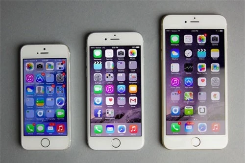 iPhone SE, iPhone 6 và 6 Plus (từ trái sang).