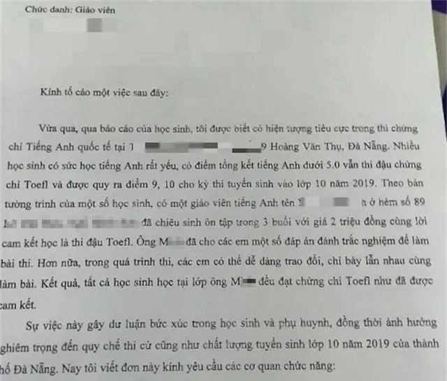 Có đơn “tố” tiêu cực ngay trước khi Đà Nẵng thay đổi quy định thi tuyển sinh lớp 10 - 1