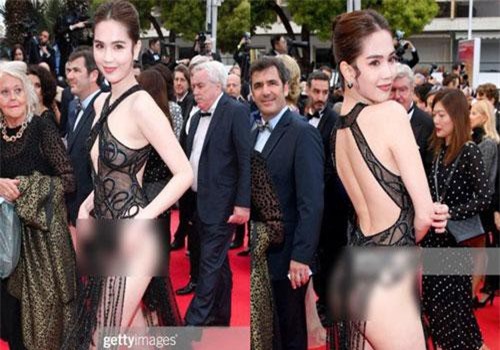 Ngọc Trinh lần đầu đi thảm đỏ Cannes đã gây sốc với trang phục hở hang nhức mắt, khoe thân quá đà