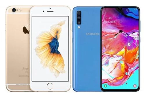 iPhone 6s Plus và Samsung Galaxy A70 (phải).