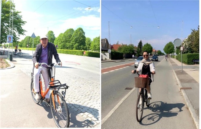 Danh hài Nhật Cường, siêu mẫu Thúy Hằng khoe ảnh đạp xe sau buổi lưu diễn thành công tại Đan Mạch