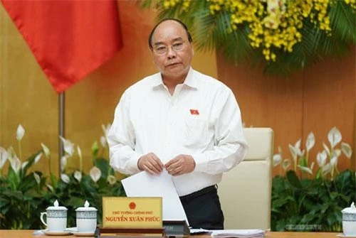 Thủ tướng Nguyễn Xuân Phúc phát biểu tại phiên họp. (Ảnh: VGP)