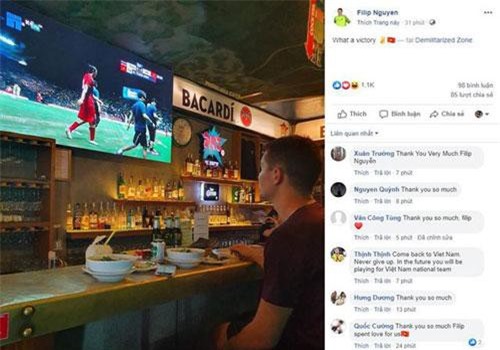 Thủ môn Filip Nguyễn chúc mừng chiến thắng của đội tuyển Việt Nam