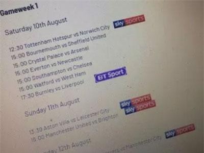 Rò rỉ lịch thi đấu vòng 1 Premier League 2019/20