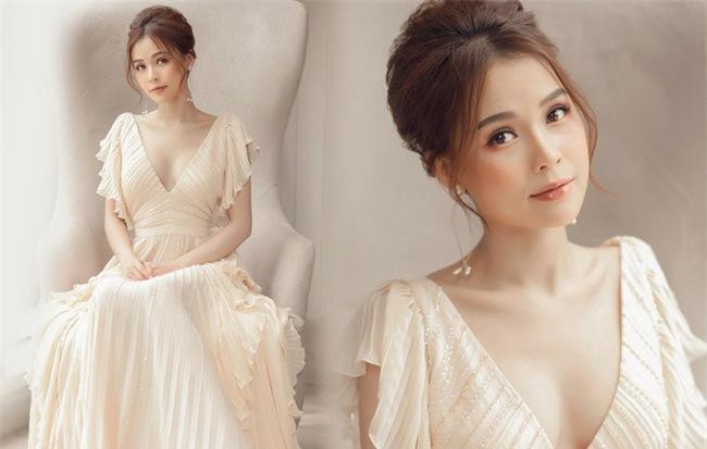 Hiếm khi diện áo xẻ sâu ngực, Sam hóa nữ thần bước ra từ thần thoại Hy Lạp