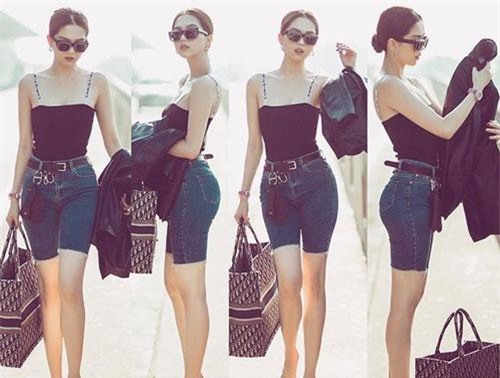 Ngọc Trinh diện quần shorts dài đẹp chẳng kém loạt siêu mẫu đình đám trên thế giới