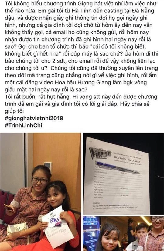 Giọng hát Việt nhí 2019 bị tố âm thầm ghi hình, không thèm báo kết quả cho thí sinh - Ảnh 3.