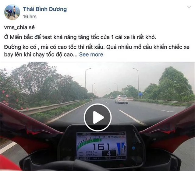 Xôn xao clip môtô chạy tốc độ gần 290 km/h trên đại lộ Thăng Long - 1