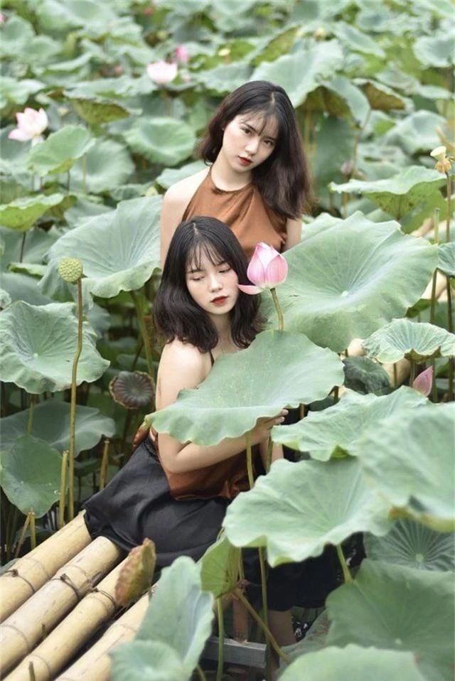 Cặp chị em sinh đôi ở Yên Bái quyến rũ trong bộ ảnh sen - 7