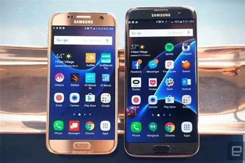 Galaxy S7 và Galaxy S7 edge (phải).