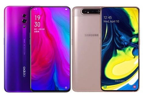 Oppo Reno và Samsung Galaxy A80 (phải).