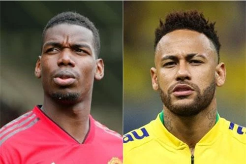 M.U không muốn đổi Pogba (trái) lấy Neymar.