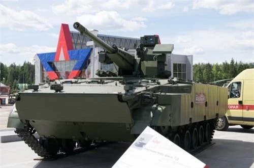 Cận cảnh hệ thống cao xạ tự hành 2S38 Derivatsiya-PVO trang bị tháp pháo tự động với khẩu 57mm. Nguồn ảnh: Bmpd