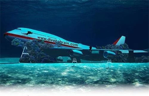 Cận cảnh chiếc Boeing 747 bị nhấn chìm.