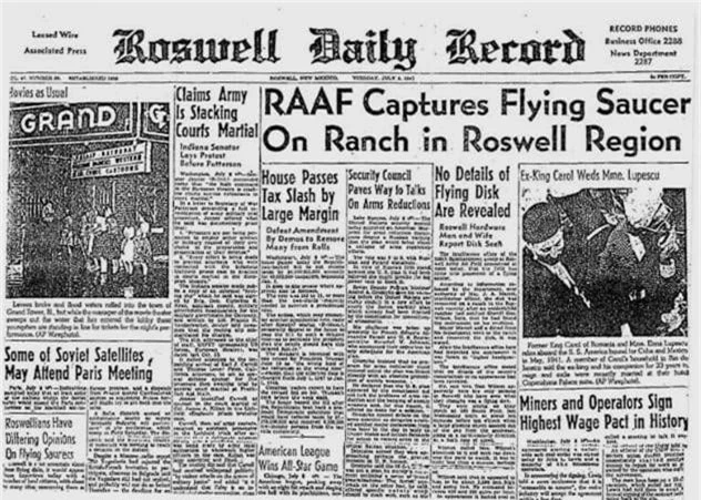 Tin tức về sự cố tại Roswell gây chấn động thời đó.