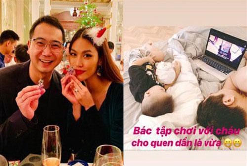 Sắp đón con đầu lòng, Lan Khuê khiến chị em ghen tị vì có ông xã hết trổ tài nội trợ lại chơi với cháu để tập làm bố