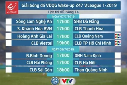 Lịch thi đấu và trực tiếp vòng 14 V.League.